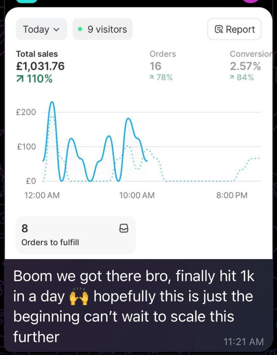 £1,031 in a single day. Shavez tried everything before this, 2 weeks in and he's already at £1k days.